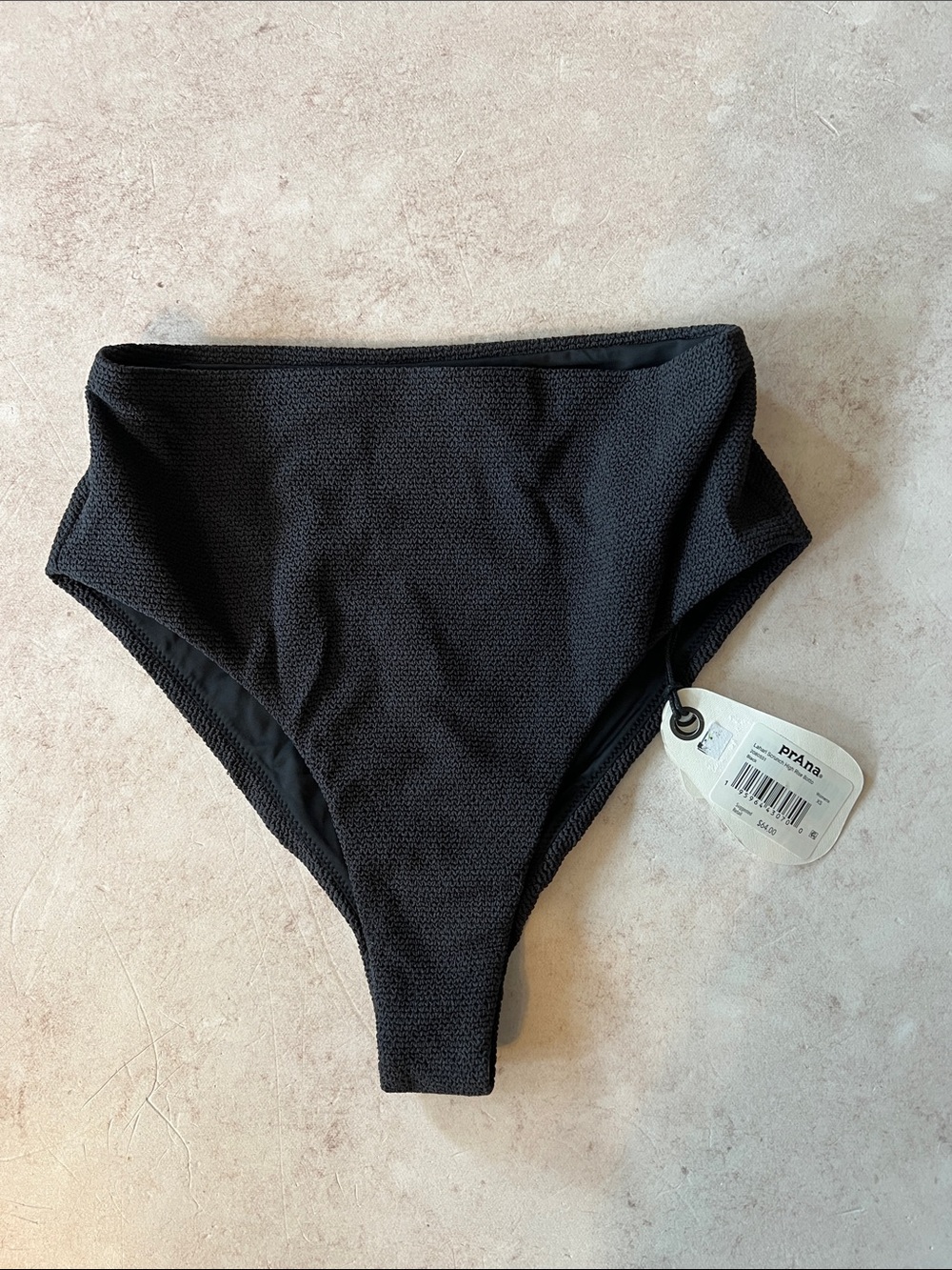 PrANa Lahari Scrunch High Rise Swim Bikini Bottoms in Black